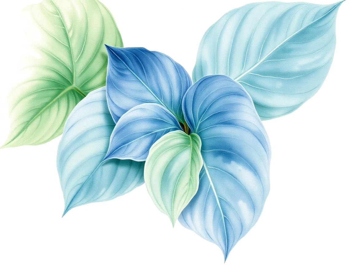Watercolor illustration of Hosta 'J. D.'s Luck'