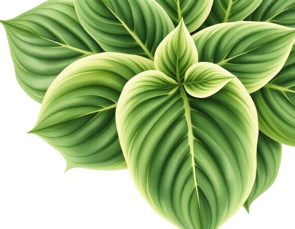 Watercolor illustration of Hosta 'Jacqueline's Banner'
