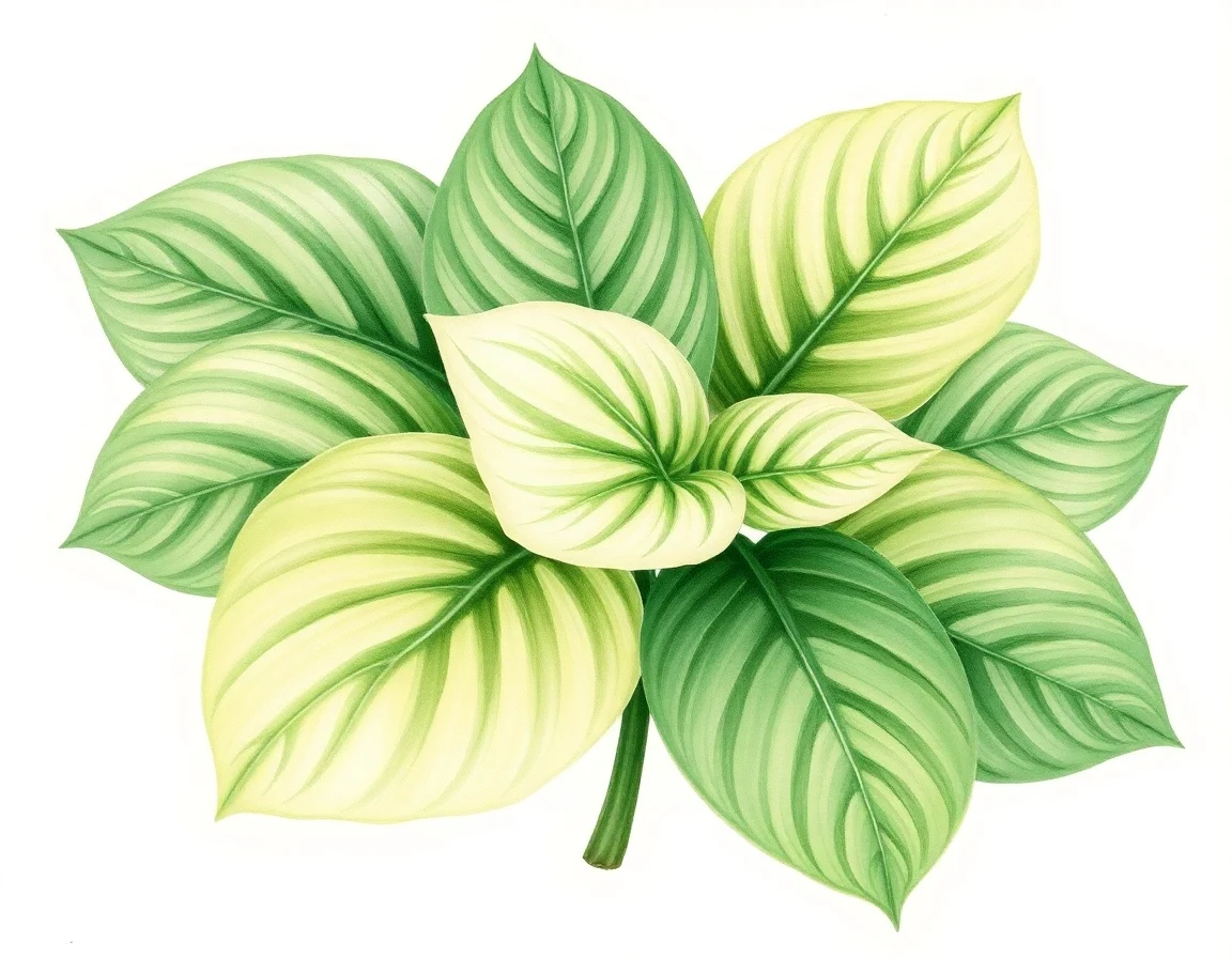 Watercolor illustration of Hosta 'Jade Cascade'