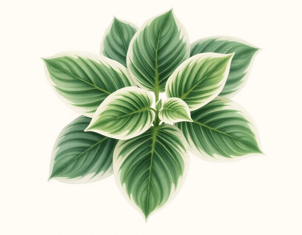 Watercolor illustration of Hosta 'Jade Lancer'