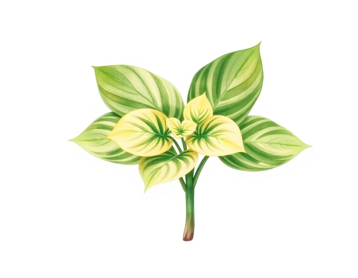 Watercolor illustration of Hosta 'Jade Scepter'