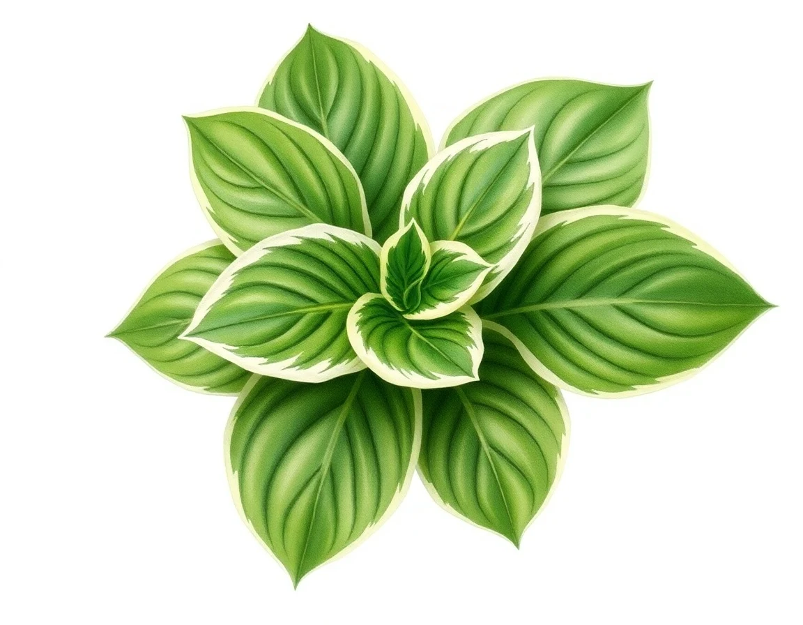 Watercolor illustration of Hosta 'Jadette'