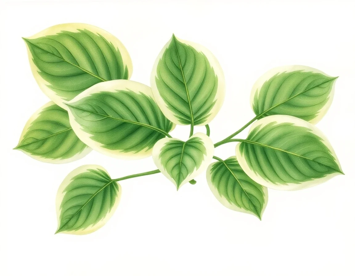 Watercolor illustration of Hosta 'Jambleliah'