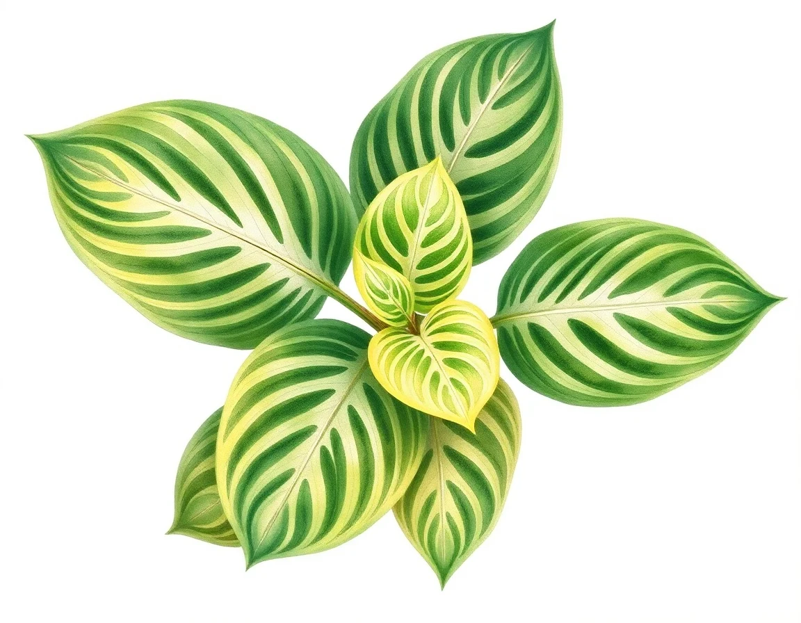 Watercolor illustration of Hosta 'James A. Garfield'