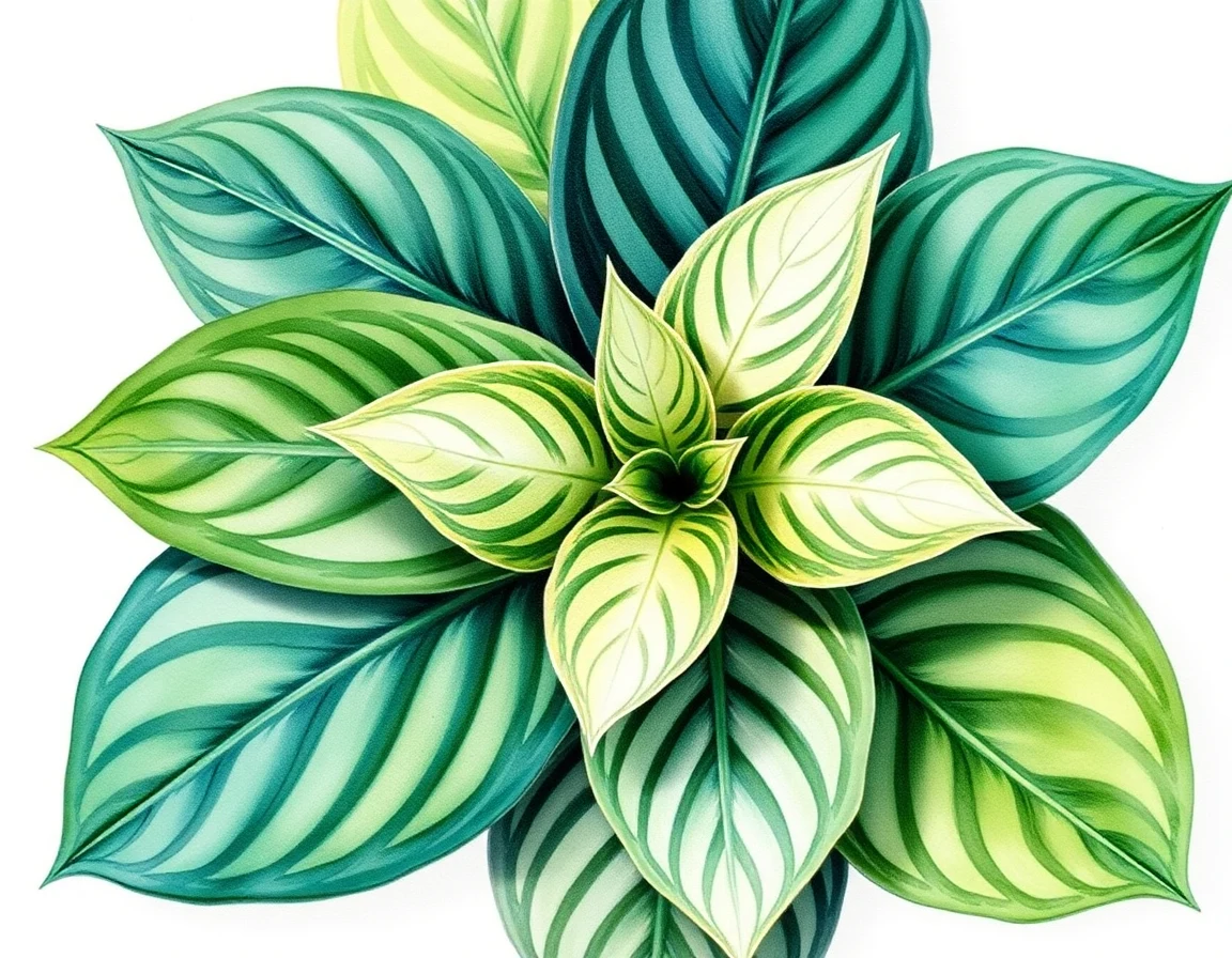 Watercolor illustration of Hosta 'James River'