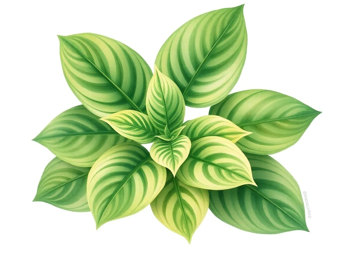 Watercolor illustration of Hosta 'Jazz Matazz'