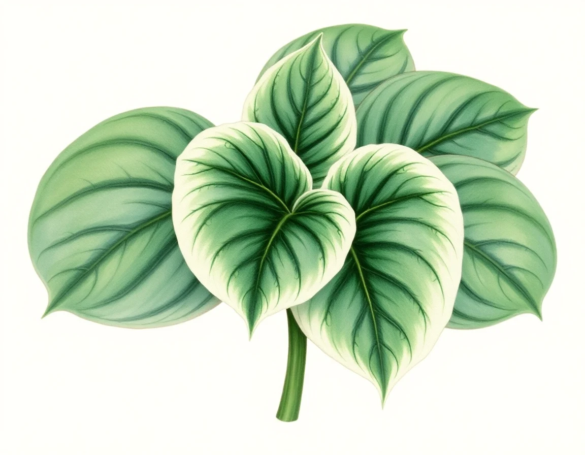 Watercolor illustration of Hosta 'Jelly Bean'