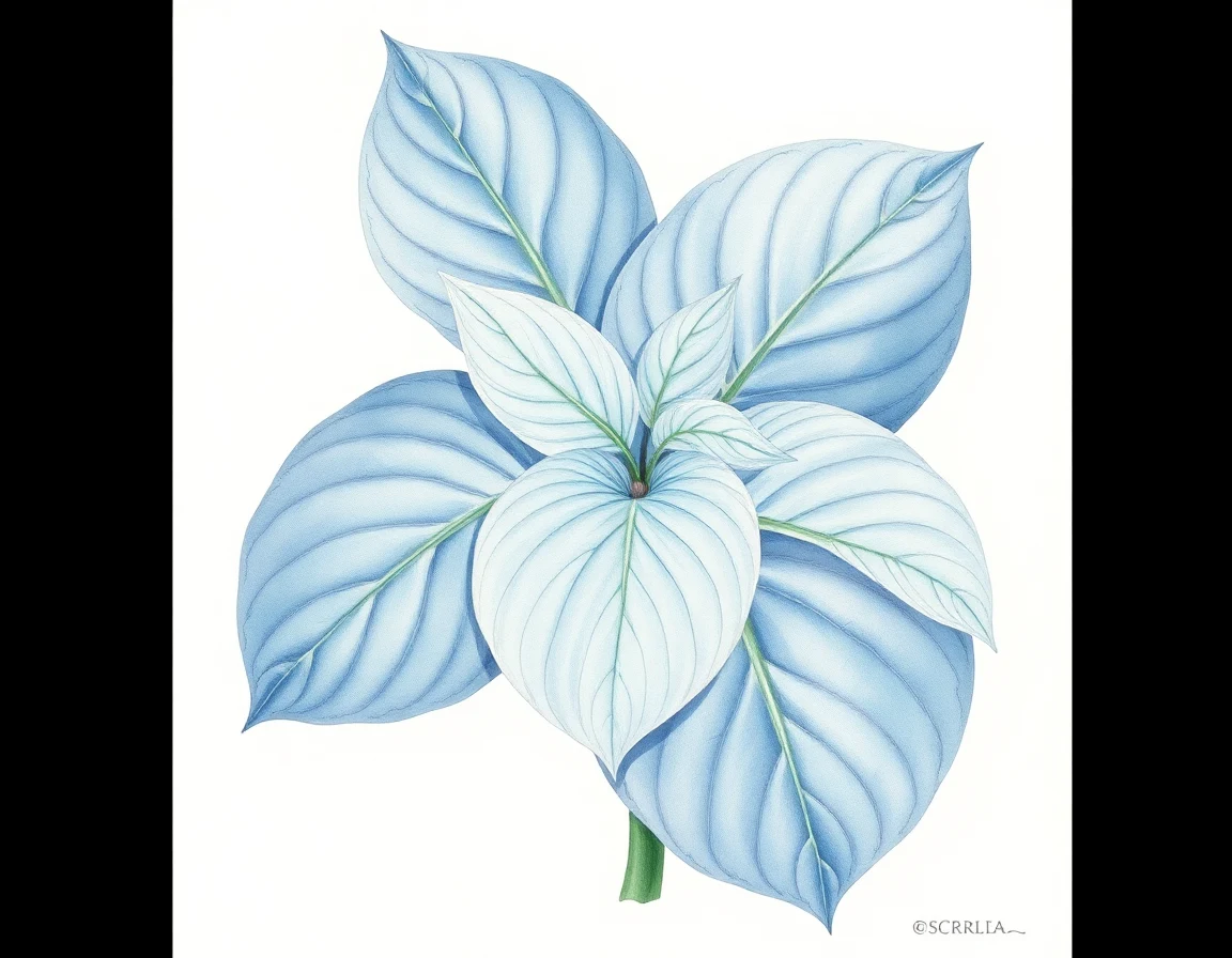 Watercolor illustration of Hosta 'Jelly Roll Blues'