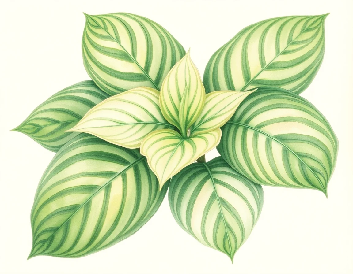 Watercolor illustration of Hosta 'Jennifer's Angel'