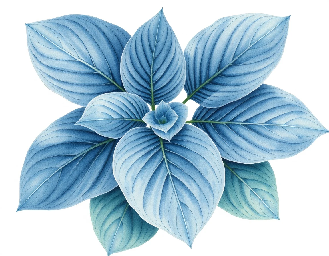 Watercolor illustration of Hosta 'Jetstream'