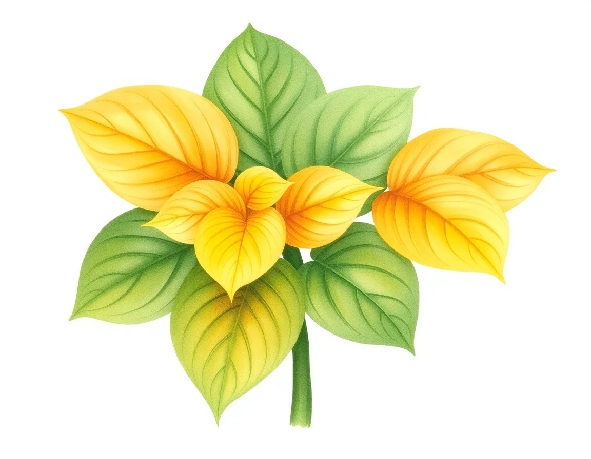 Watercolor illustration of Hosta 'John Deere Green and Yellow'