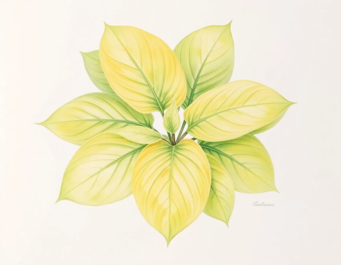 Watercolor illustration of Hosta 'Johnny Angel'