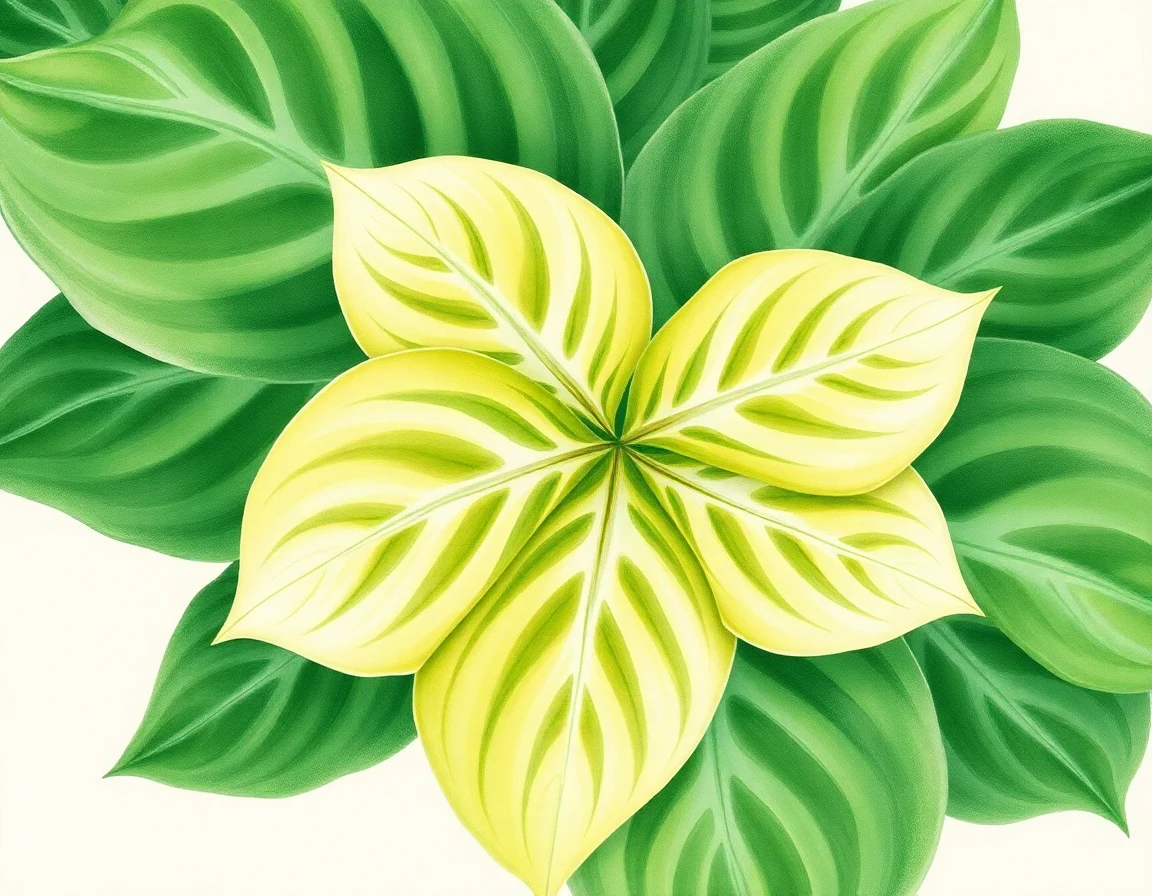 Watercolor illustration of Hosta 'Jolly Green Giant'