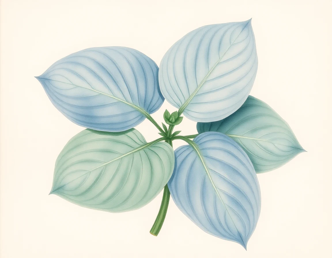 Watercolor illustration of Hosta 'Journey's End'