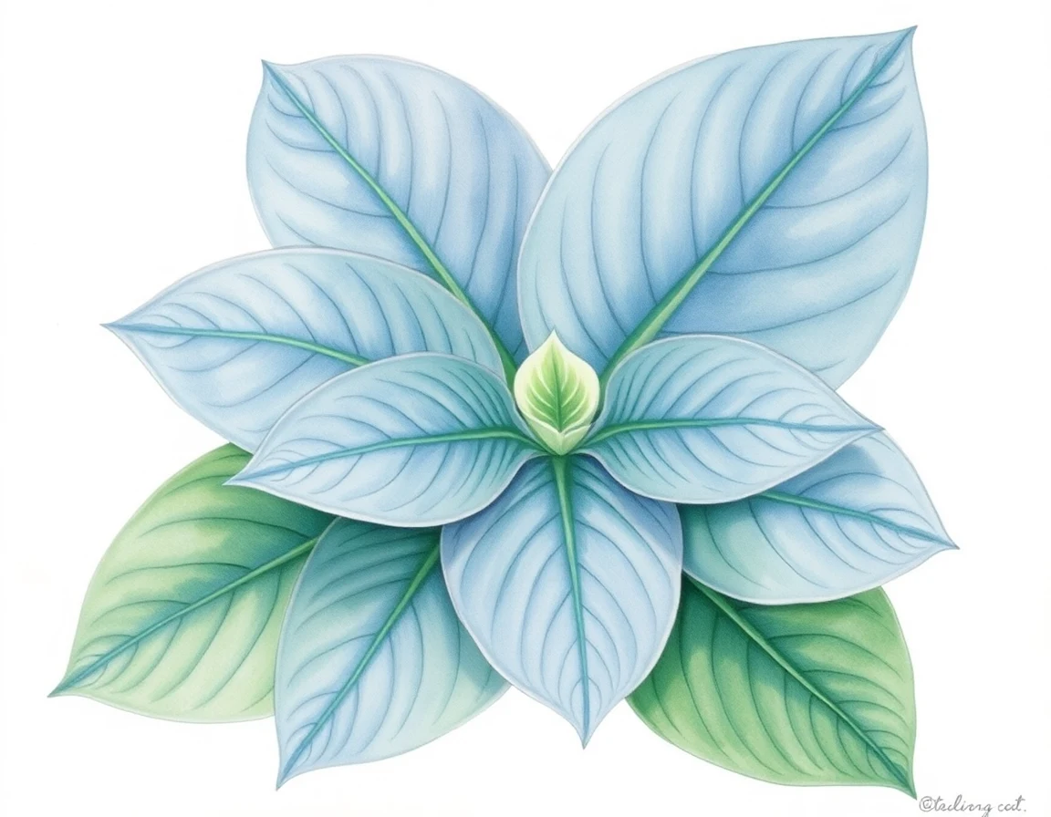 Watercolor illustration of Hosta 'Jumbo'