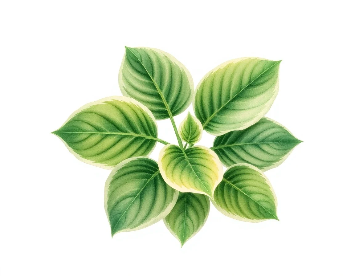 Watercolor illustration of Hosta 'Jumpin' Jack Flash'