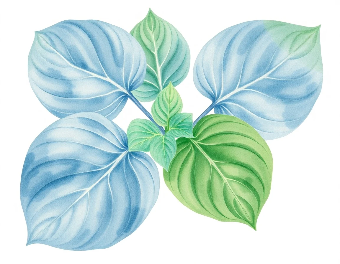 Watercolor illustration of Hosta 'June Dove'