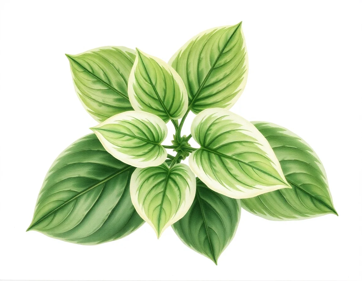 Watercolor illustration of Hosta 'Junior Miss'