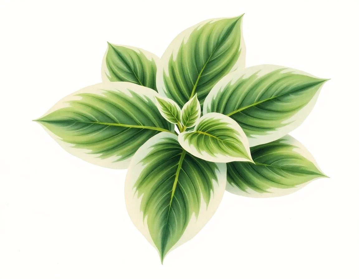 Watercolor illustration of Hosta 'Justinian'