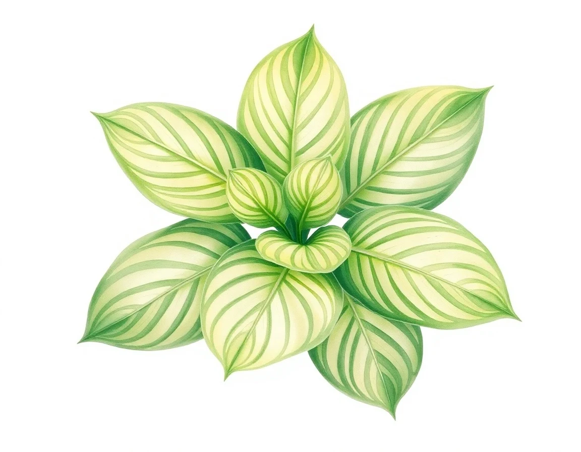 Watercolor illustration of Hosta 'Take the Green Path'