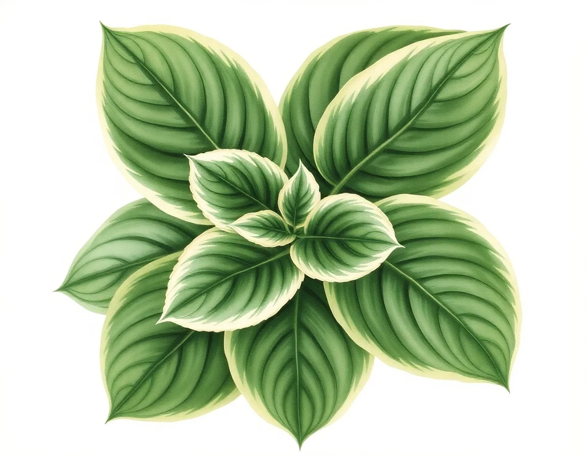 Watercolor illustration of Hosta 'Tambourine'