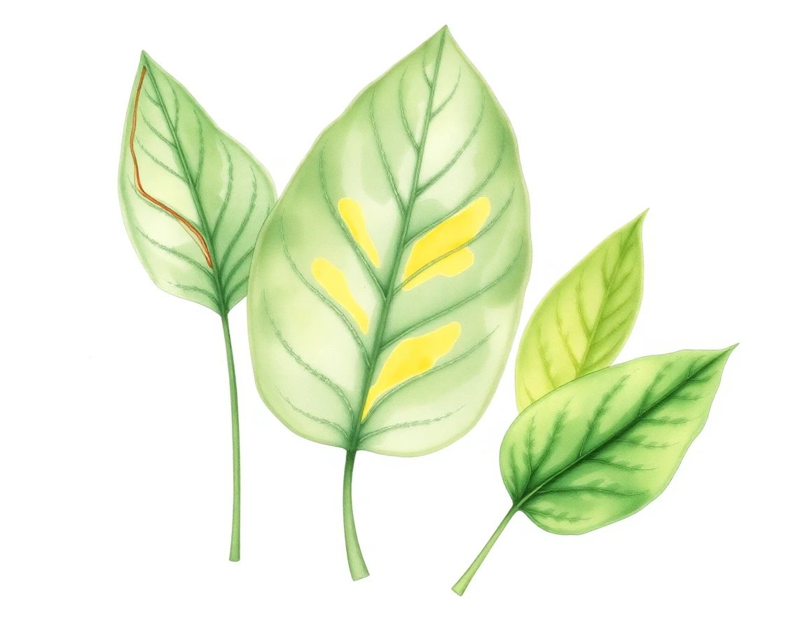 Botanical study of hosta leaves with common problems