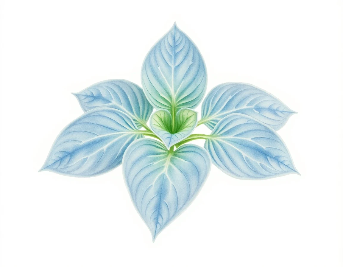 Watercolor illustration of Hosta 'Abiqua Blue Hearts'