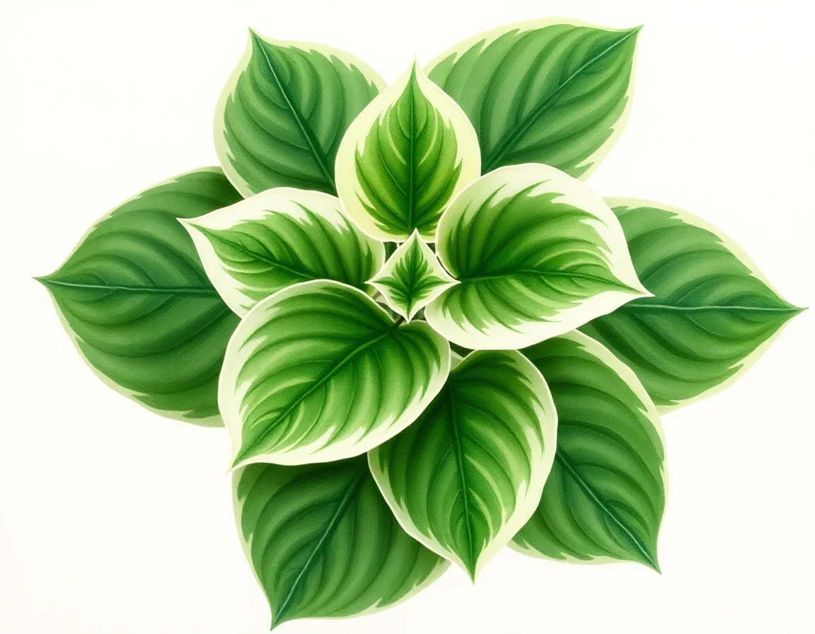 Watercolor illustration of Hosta 'Academy Another'