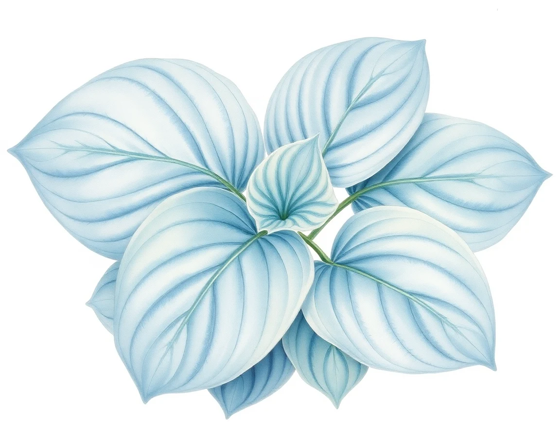 Watercolor illustration of Hosta 'Academy Aureate Piffle'