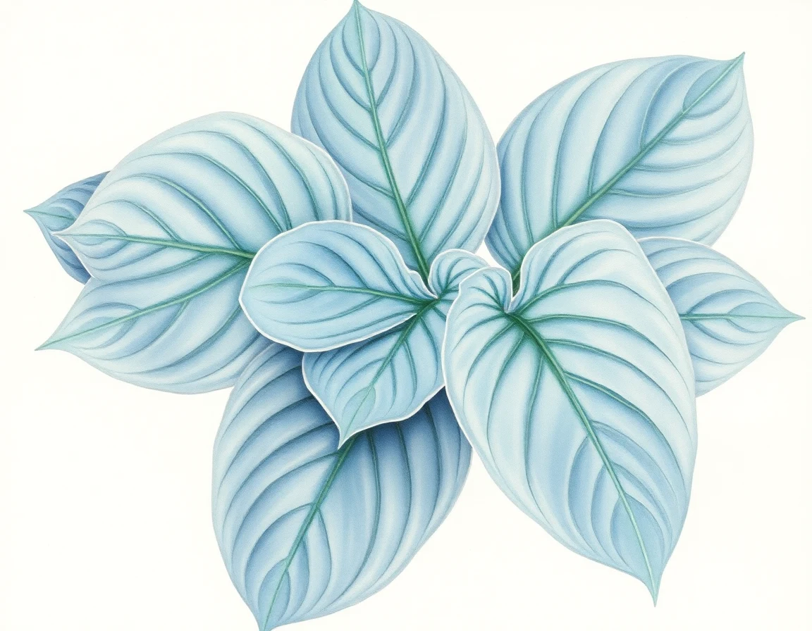 Watercolor illustration of Hosta 'Academy Blue Funnel'
