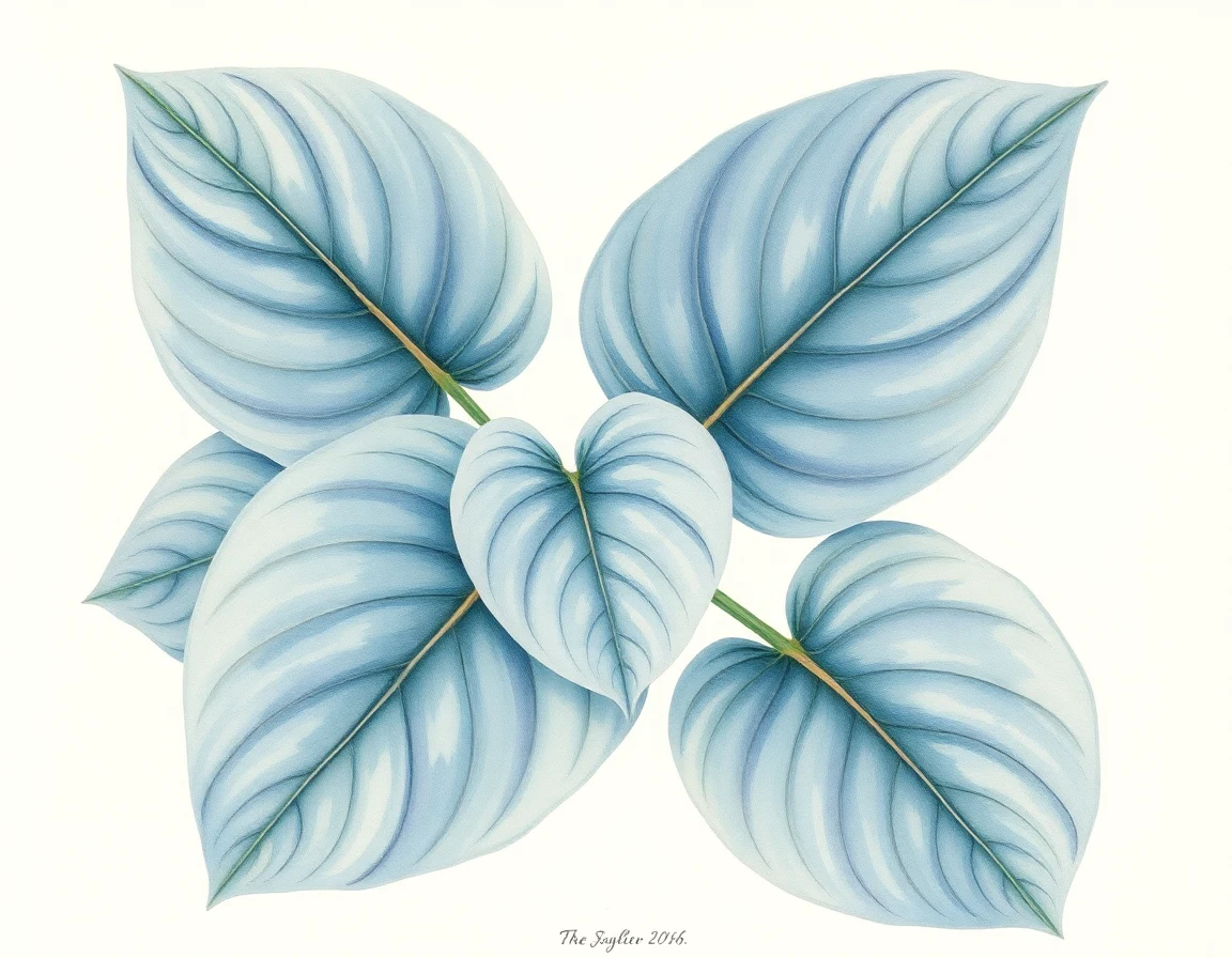 Watercolor illustration of Hosta 'Academy Blue Titan'