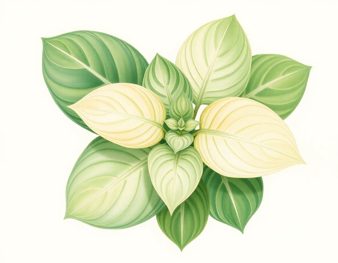 Watercolor illustration of Hosta 'Academy Bonfire Glade'