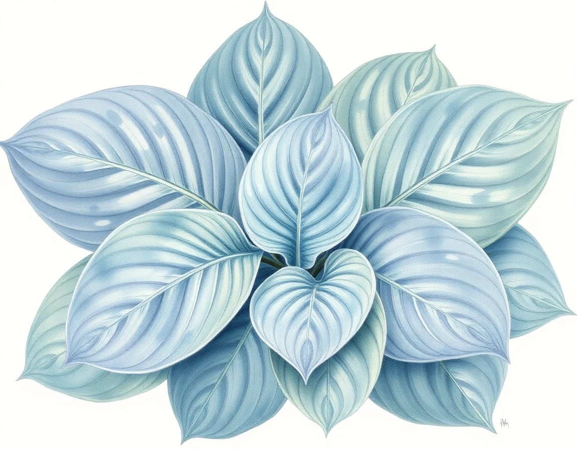 Watercolor illustration of Hosta 'Academy Celeborn'