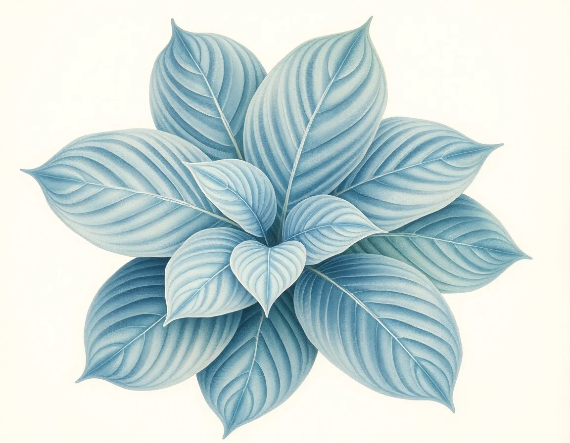 Watercolor illustration of Hosta 'Aksarben'