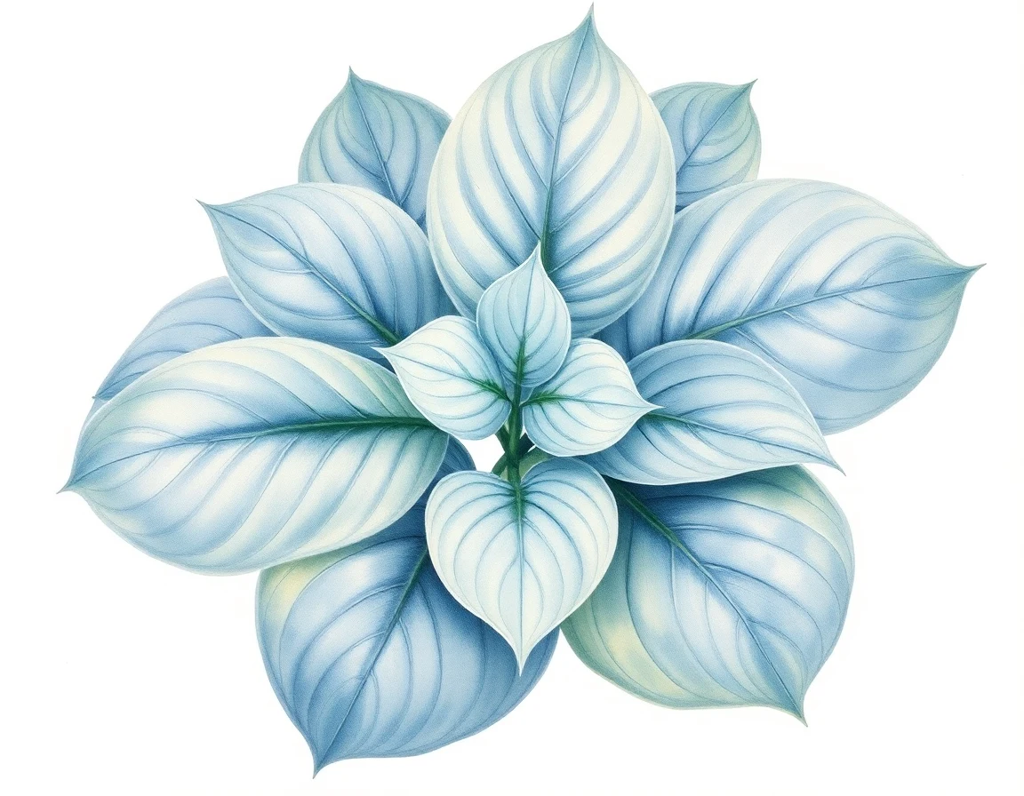 Watercolor illustration of Hosta 'Alice Blue Gown'