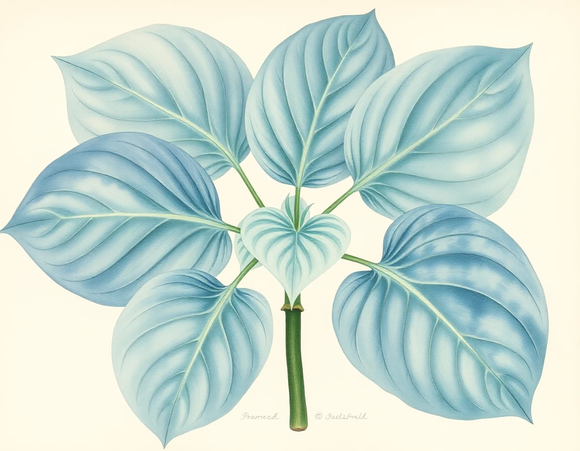 Watercolor illustration of Hosta 'Alligator Alley'