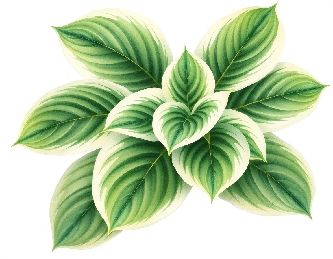 Watercolor illustration of Hosta 'Almost Heaven'
