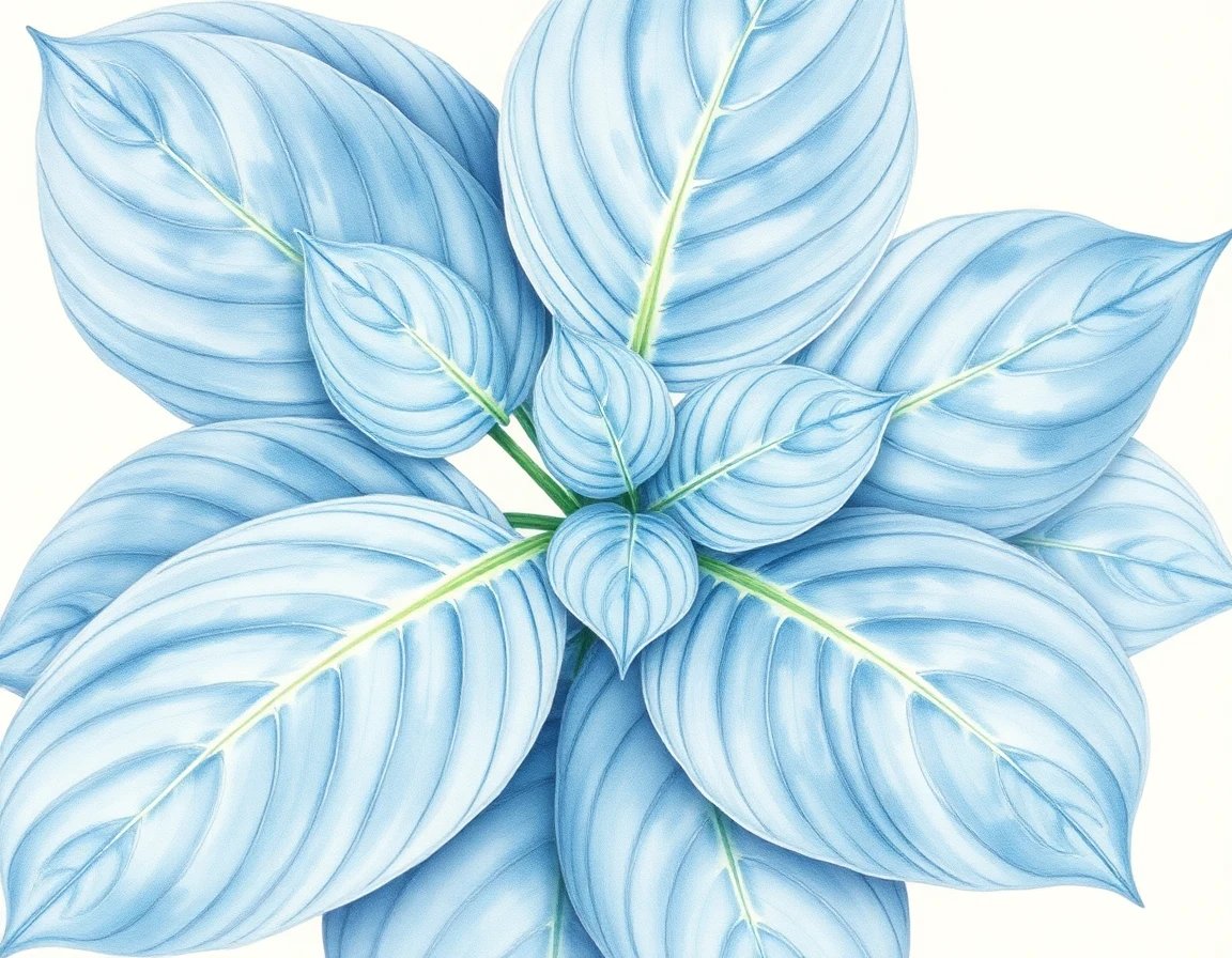Watercolor illustration of Hosta 'Am I Blue'
