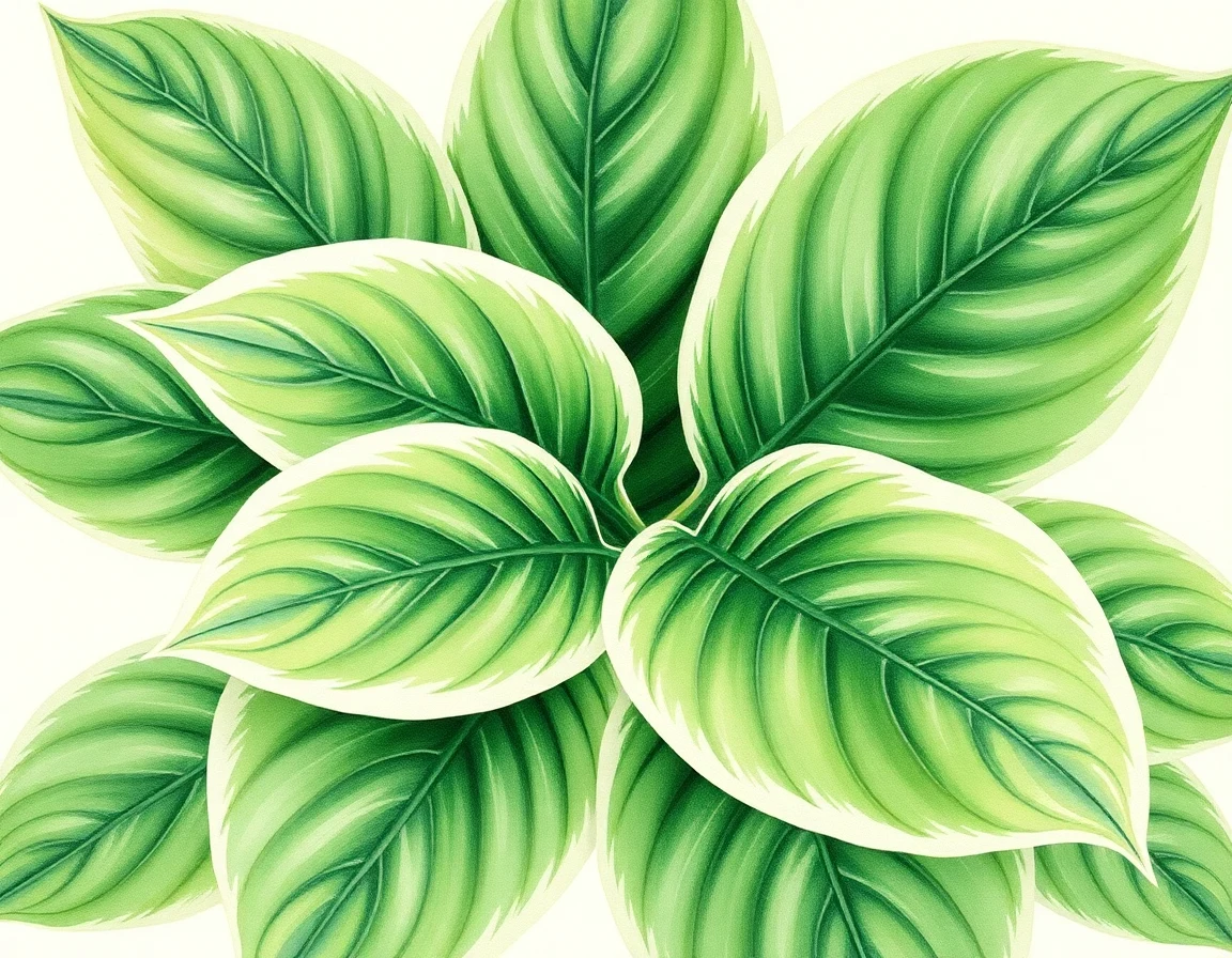 Watercolor illustration of Hosta 'Amazing Grace'