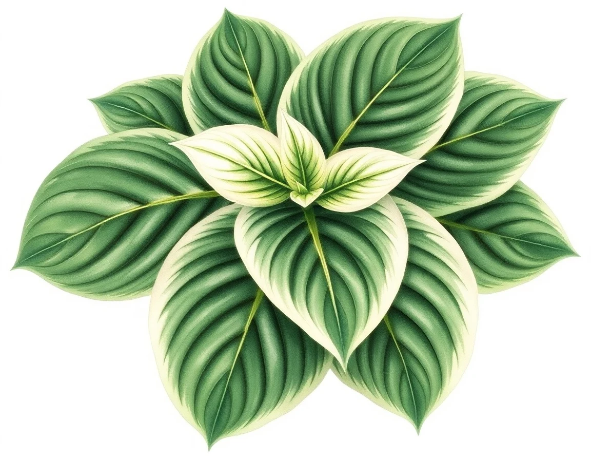 Watercolor illustration of Hosta 'American Dream'