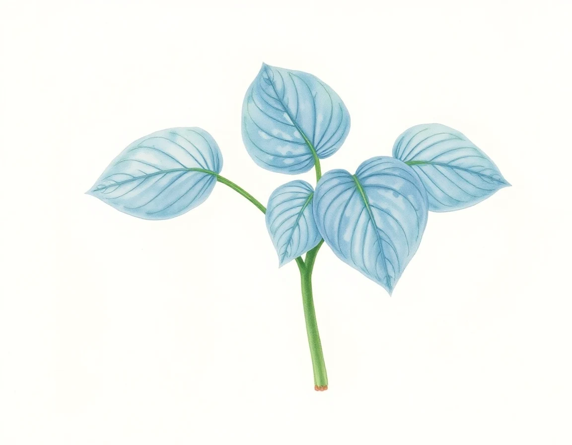 Watercolor illustration of Hosta 'Amethyst Chip'