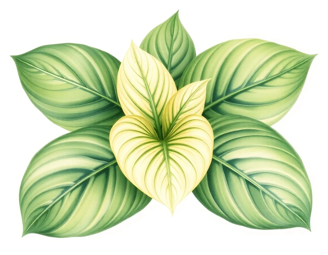 AI-generated watercolor illustration of Hosta 'Aphrodite' (not a photograph)