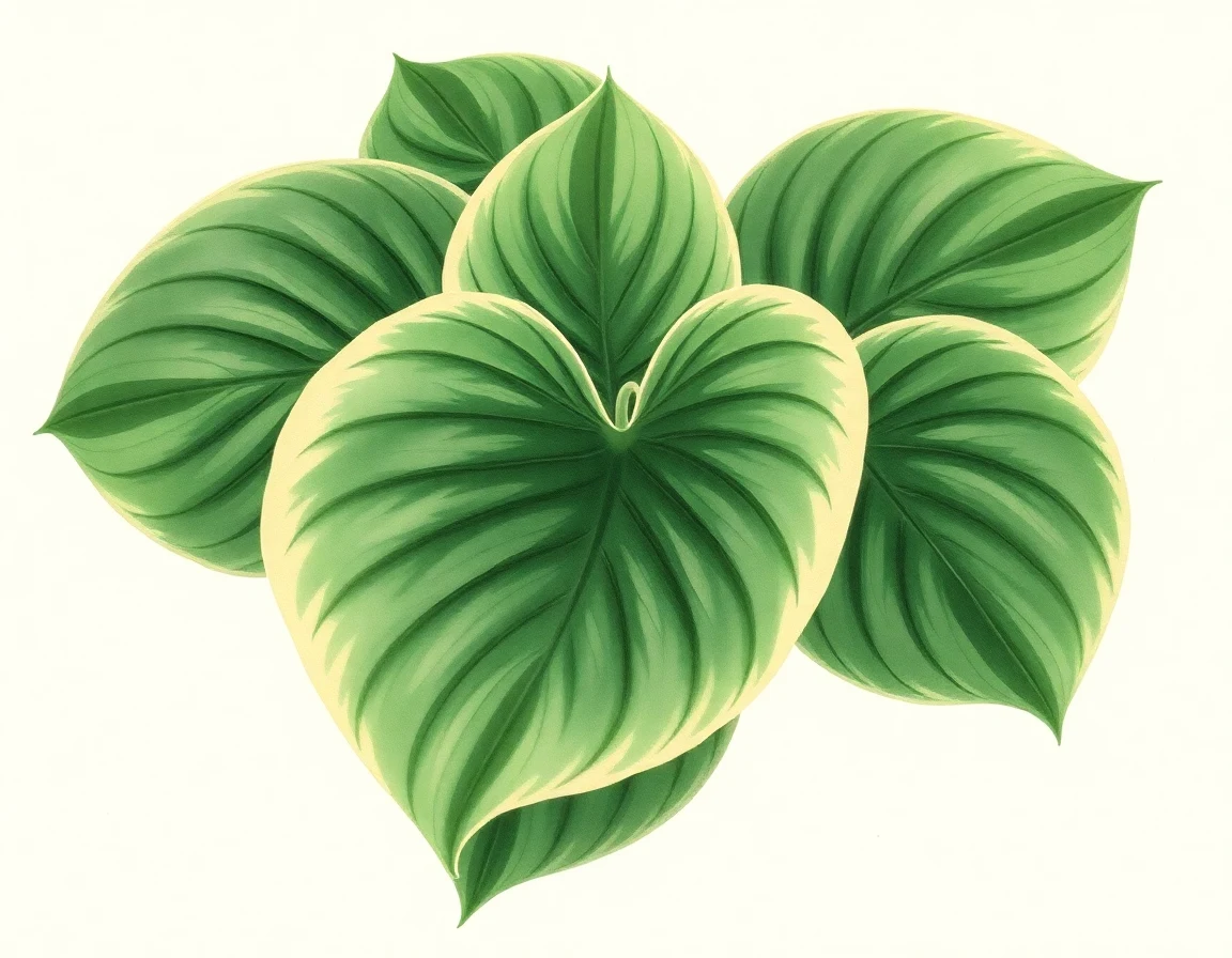 Watercolor illustration of Hosta 'Bailey's Cream'