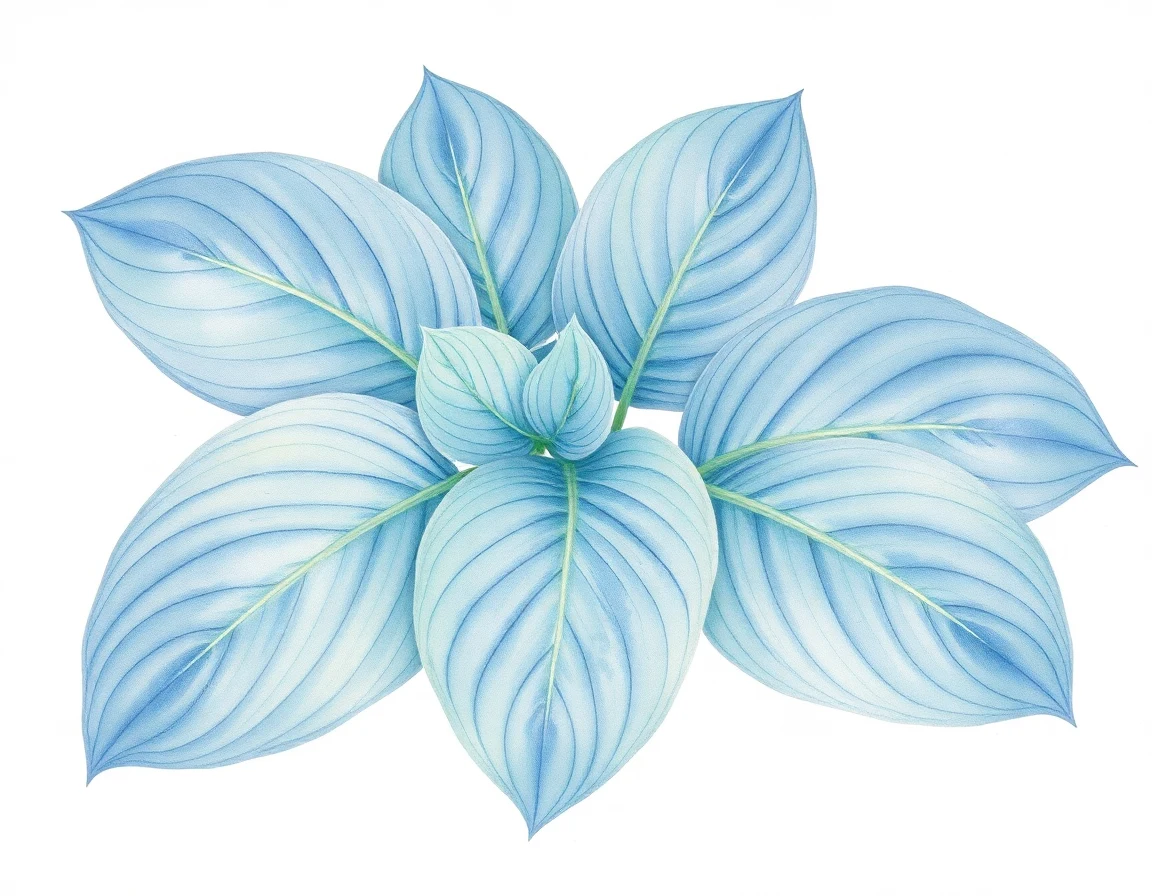 Watercolor illustration of Hosta 'Belle Vernon Pride'