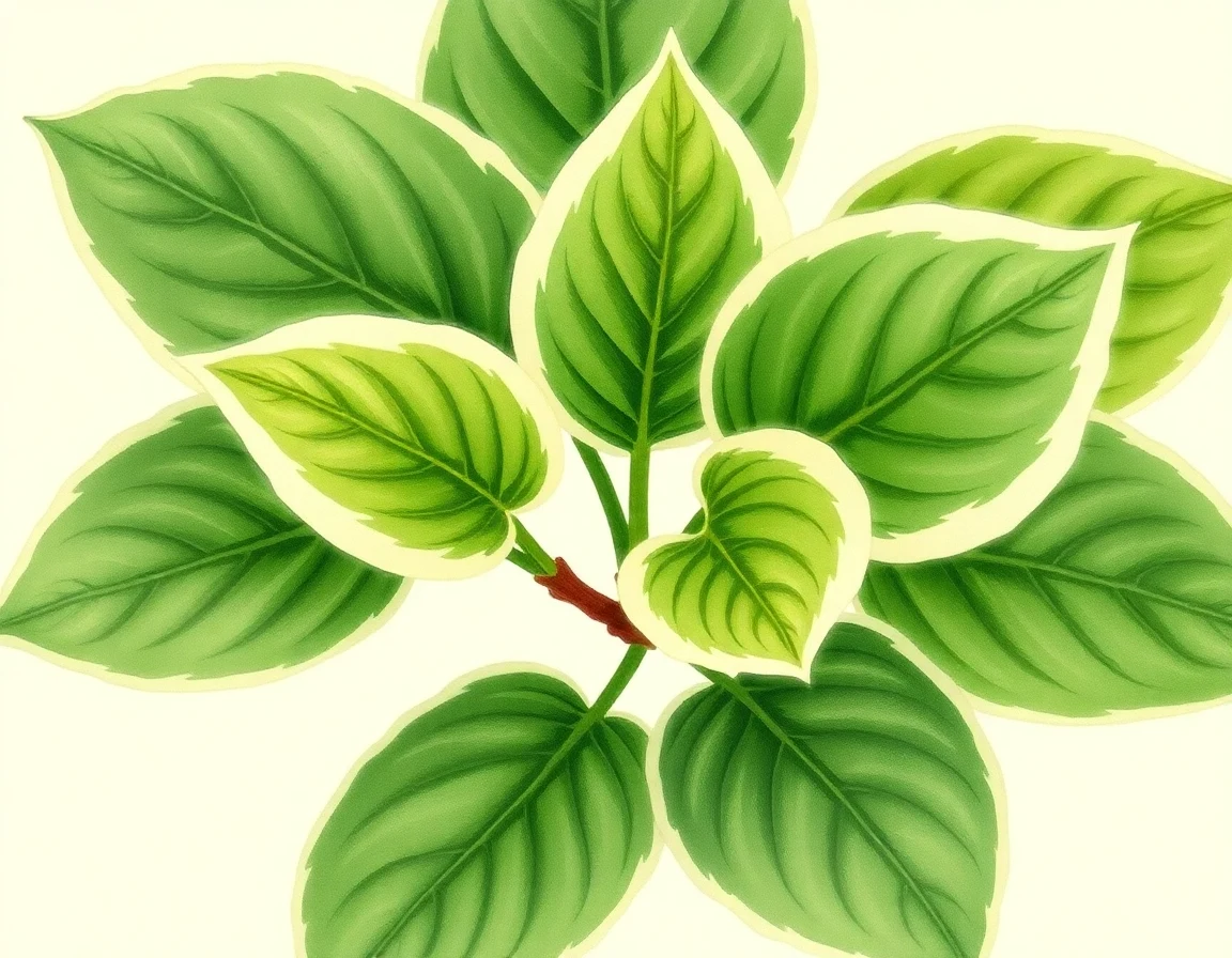 Watercolor illustration of Hosta 'Benedict's Regal Rhubarb'