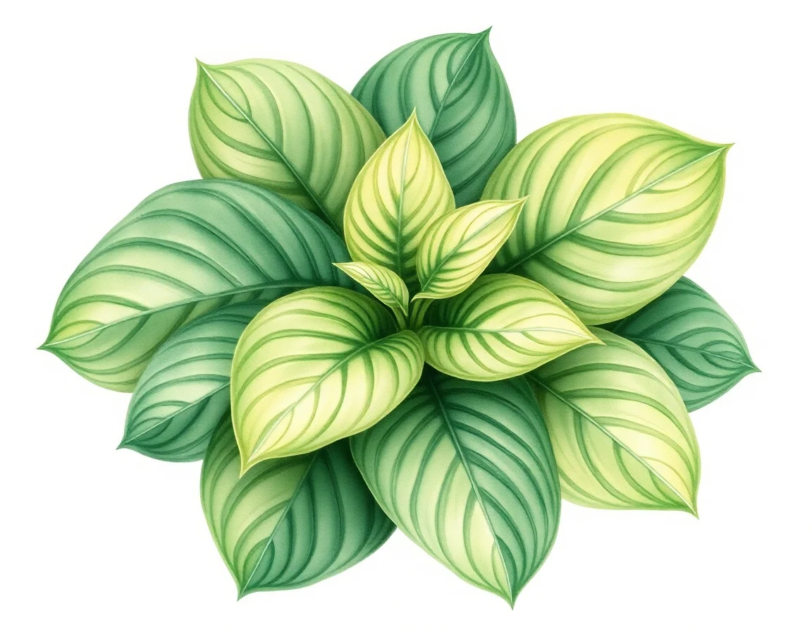 Watercolor illustration of Hosta 'Bennie McRae'