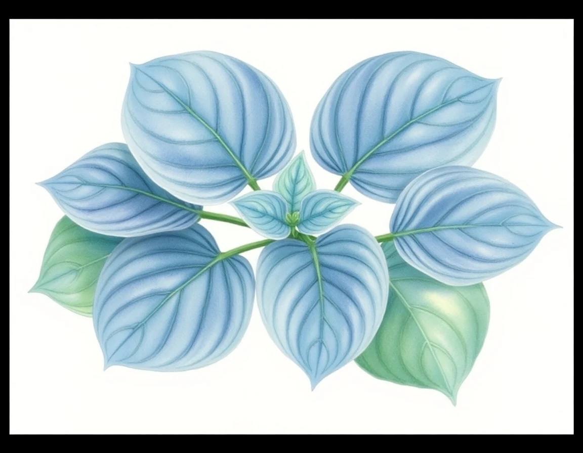 Watercolor illustration of Hosta 'Bitsy Blue'