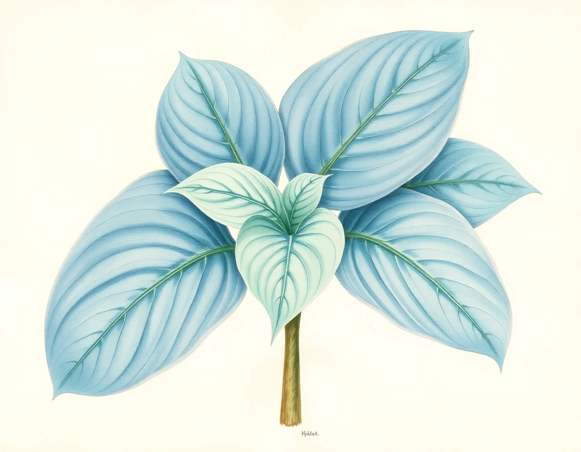 Watercolor illustration of Hosta 'Blaze of Glory'