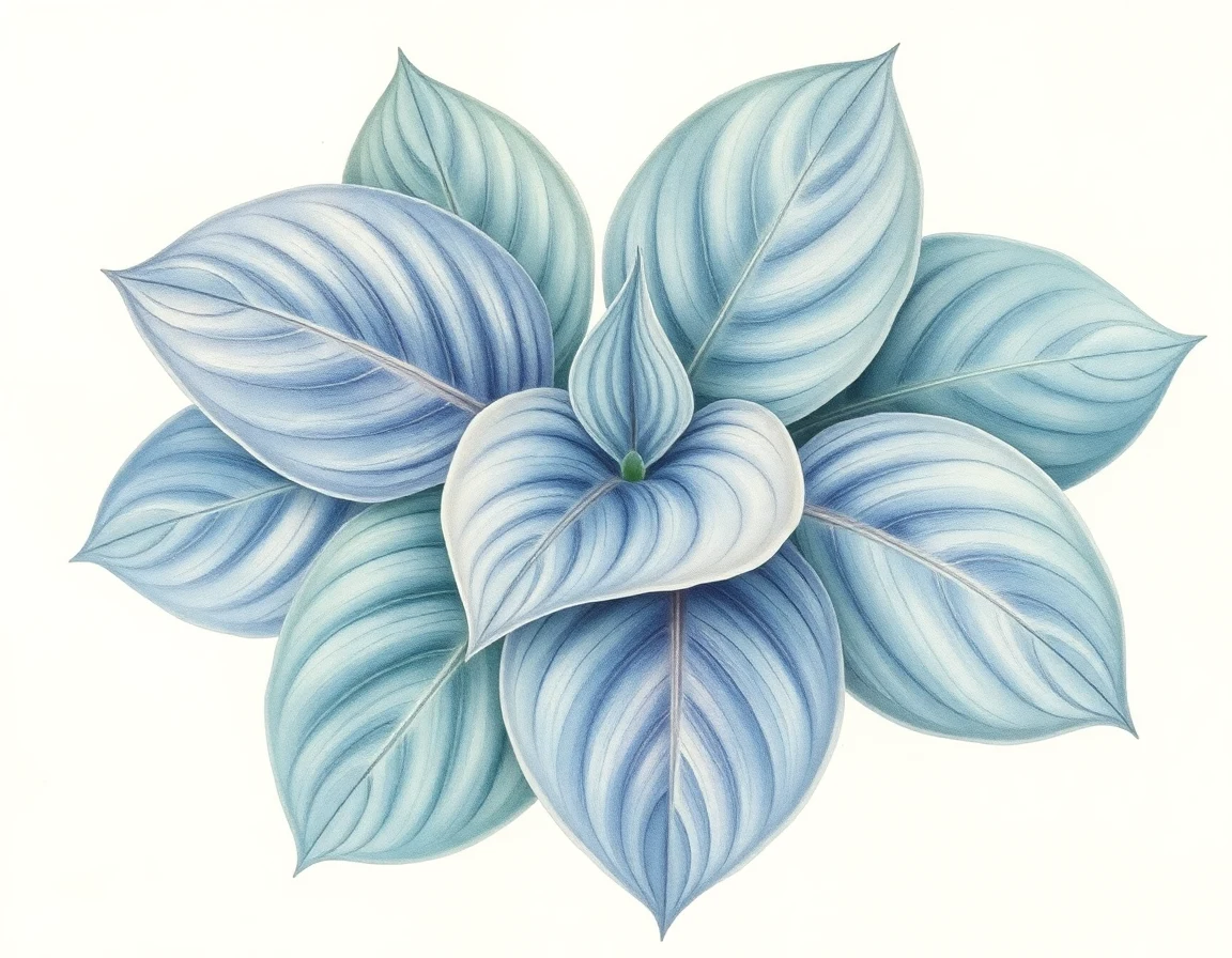 Watercolor illustration of Hosta 'Blue Beetle'