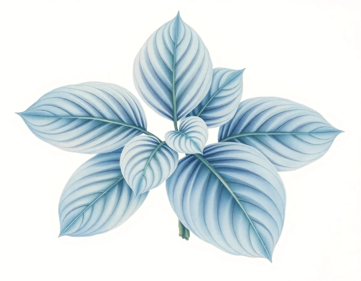 Watercolor illustration of Hosta 'Blue Horizon'
